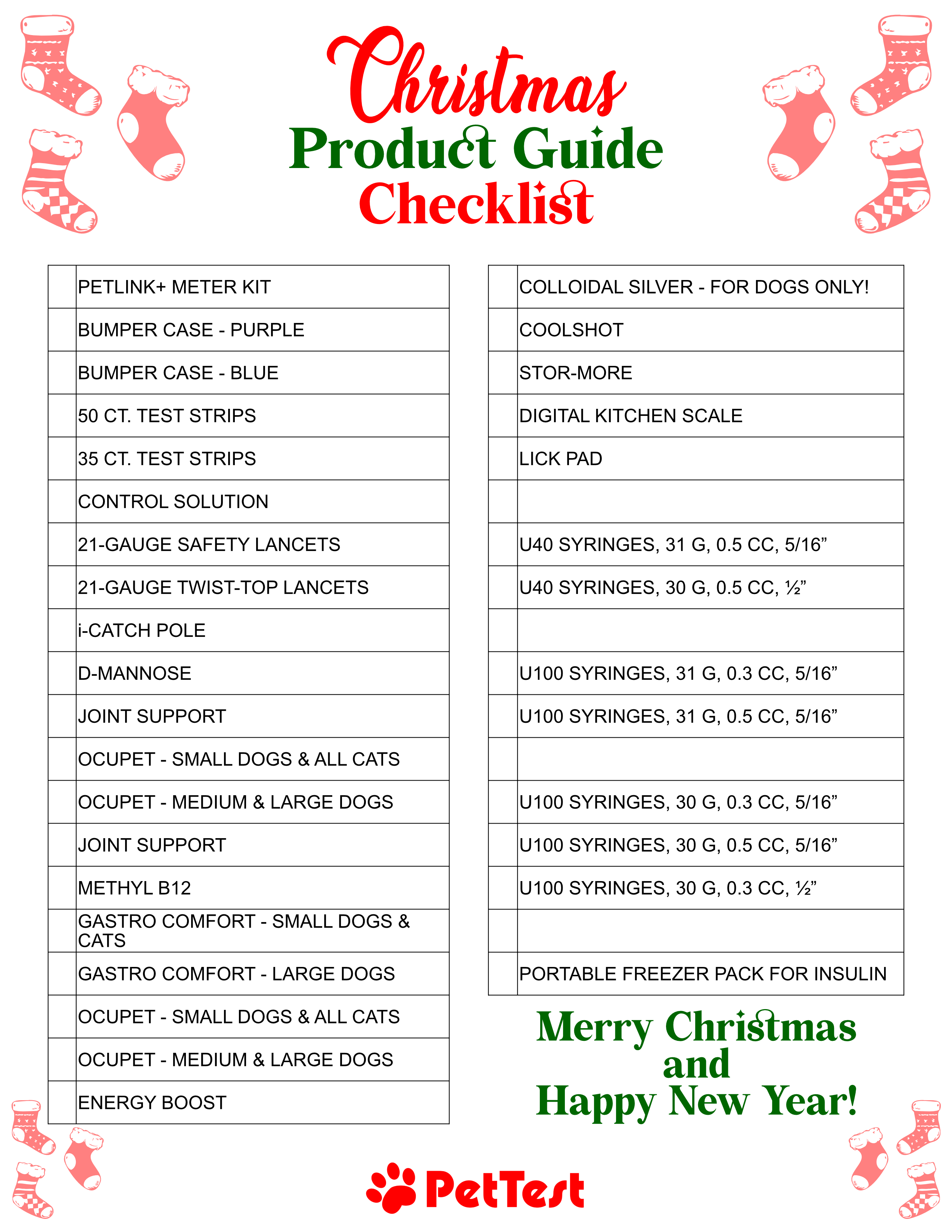 Christmas Product Guide Check List CA mom